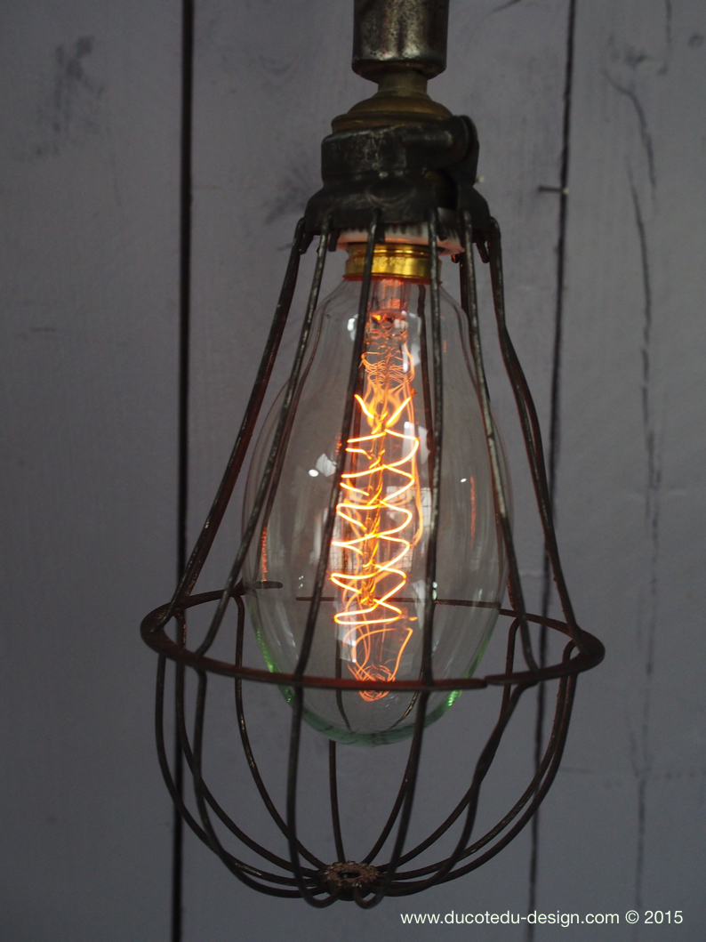 ANCIENNE LAMPE COUR de Ferme émaillé Déco Applique Loft